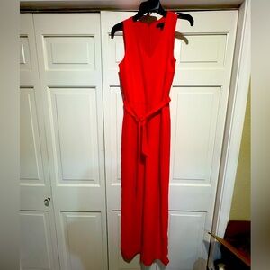 Banana Republic Belted Jumpsuit Womens 0 Tomato Red Straight Leg.
